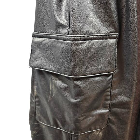 NWT Abercrombie and Fitch Kids Pants Black Vegan Leather Cargo Wide Leg Pants - Picture 4 of 9